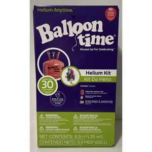 Balloon Time Helium Tank Kit -‎ 30 Balloons Included & Spool Of White Ribbon NEW